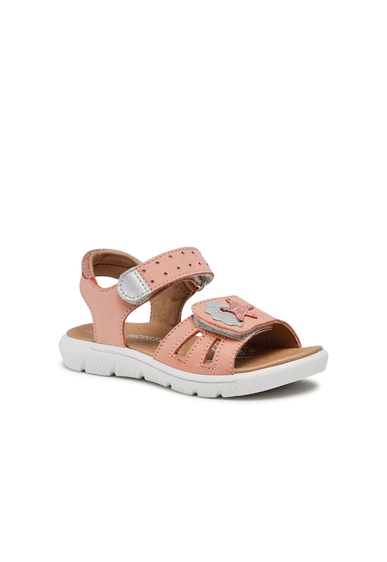 Sandale fata - Piele nabuc - Portocaliu 1 Sandale fata - Piele nabuc - Portocaliu