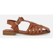 Sandale fisherman din piele - Maro