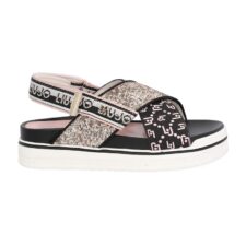 Sandale flatform cu model logo si bareta stralucitoare
