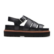 Sandale flatform de piele