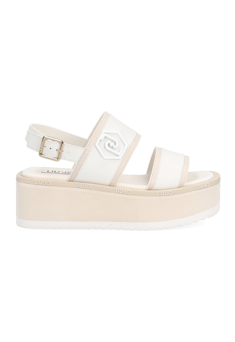 Sandale flatform de piele cu aplicatie logo 1 Sandale flatform de piele cu aplicatie logo