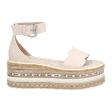 Sandale flatform de piele cu detalii contrastante