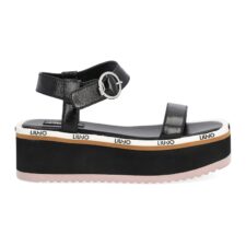 Sandale flatform de piele cu detalii logo