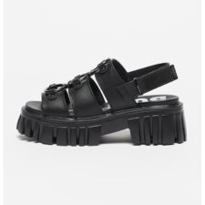 Sandale flatform de piele ecologica cu inele decorative Lion Pierce