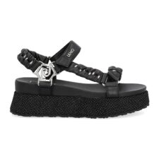 Sandale flatform de piele ecologica cu velcro