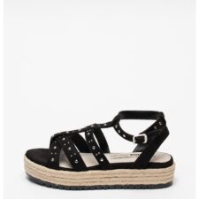 Sandale flatform de piele intoarsa sintetica cu nituri