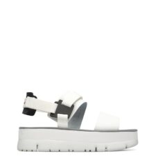 Sandale flatform de piele si material textil