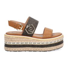 Sandale flatform de piele si piele ecologica cu model logo