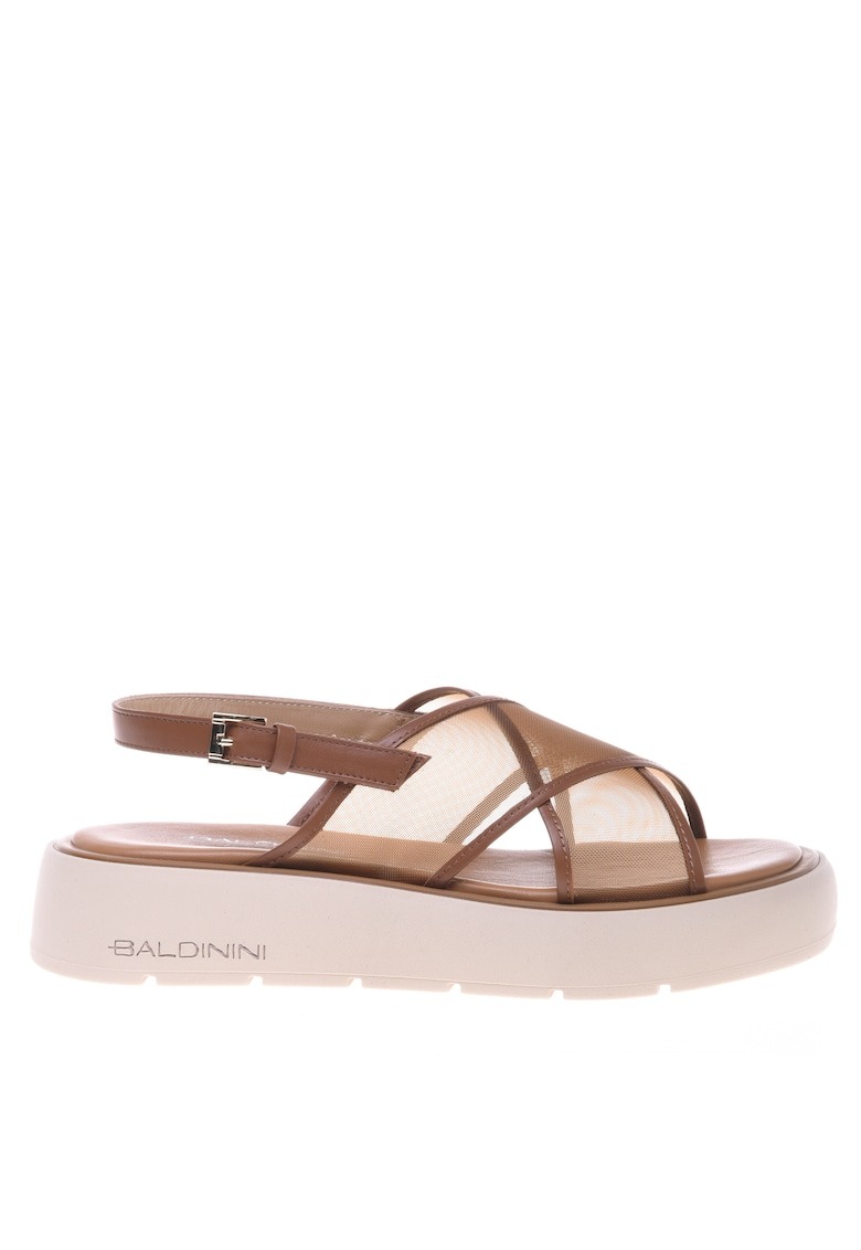 Sandale flatform de plasa cu garnituri de piele 1 Sandale flatform de plasa cu garnituri de piele