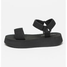 Sandale flatform din material textil cu segment cu inchidere velcro