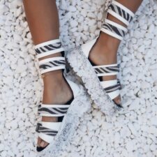 Sandale flatform din piele Baby Zebra