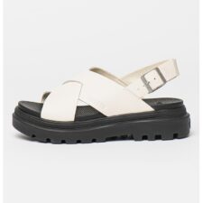 Sandale flatform din piele cu catarama