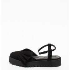 Sandale flatform din piele intoarsa cu bareta pe glezna