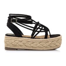 Sandale flatform tip espadrile de piele intoarsa ecologica