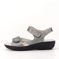 Sandale gri metalizat din piele naturala Sara 129 5526