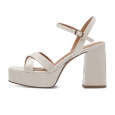 Sandale lacuite de piele ecologica cu toc masiv