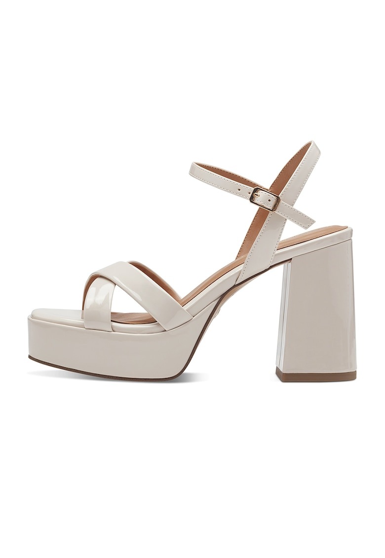 Sandale lacuite de piele ecologica cu toc masiv 1 Sandale lacuite de piele ecologica cu toc masiv