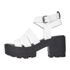 Sandale masive de piele cu toc gros