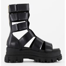 Sandale mid-calf de piele ecologica