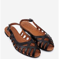 Sandale negre din piele