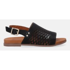 Sandale negre din piele cu decupaj