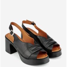 Sandale negre din piele naturala