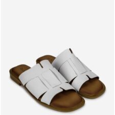 Sandale papuc dama piele alba