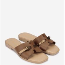 Sandale papuc dama piele maro