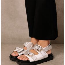 Sandale slingback cu aspect metalizat Haper