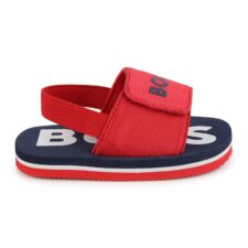 Sandale slingback cu detaliu logo