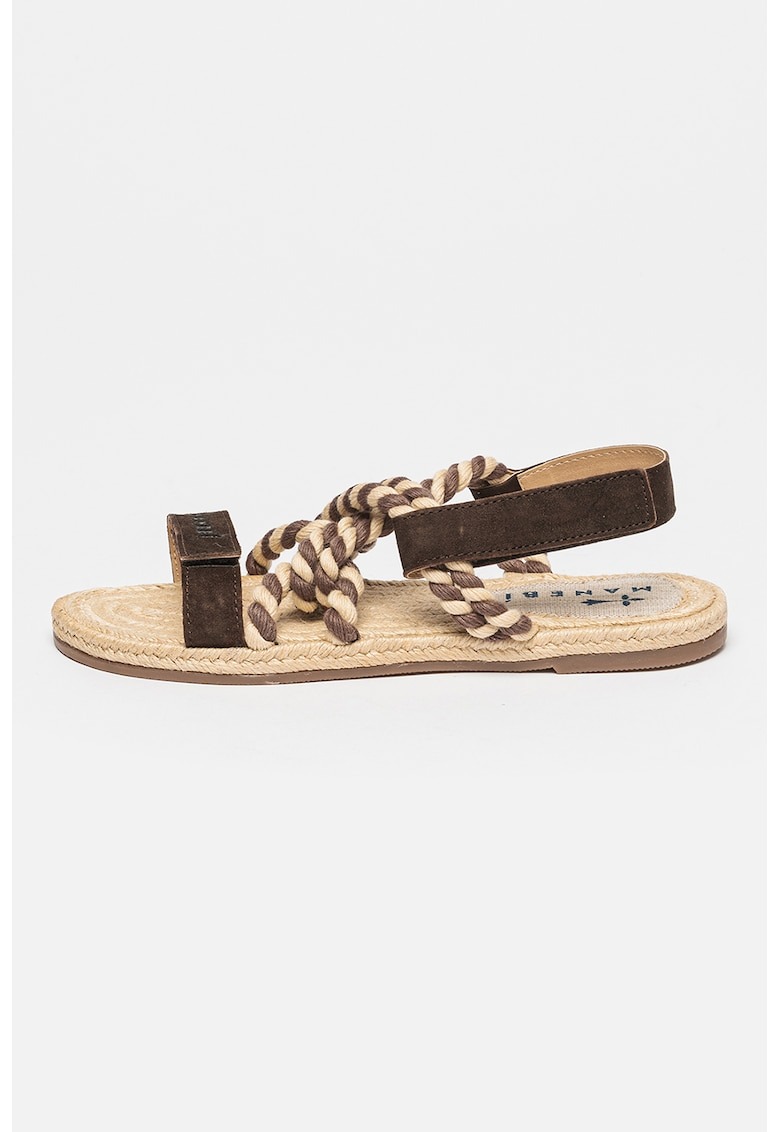 Sandale slingback cu insertii de piele intoarsa 1 Sandale slingback cu insertii de piele intoarsa