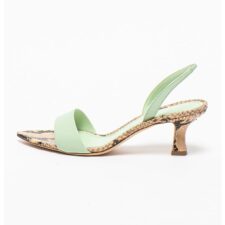 Sandale slingback de piele cu detalii cu aspect de piele de sarpe Orchid