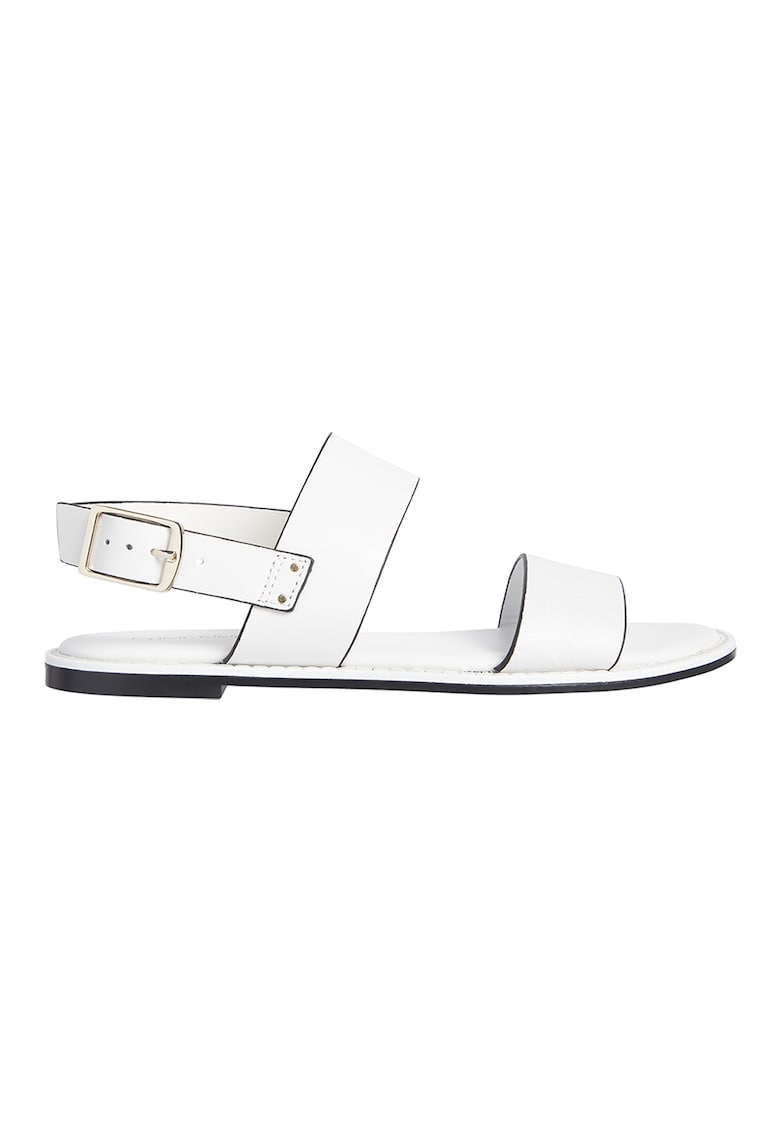 Sandale slingback de piele cu talpa plata 1 Sandale slingback de piele cu talpa plata