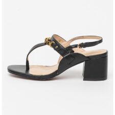 Sandale slingback de piele cu toc masiv