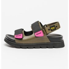 Sandale slingback de piele ecologica si material textil Clio