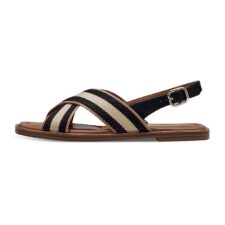 Sandale slingback de piele si material textil