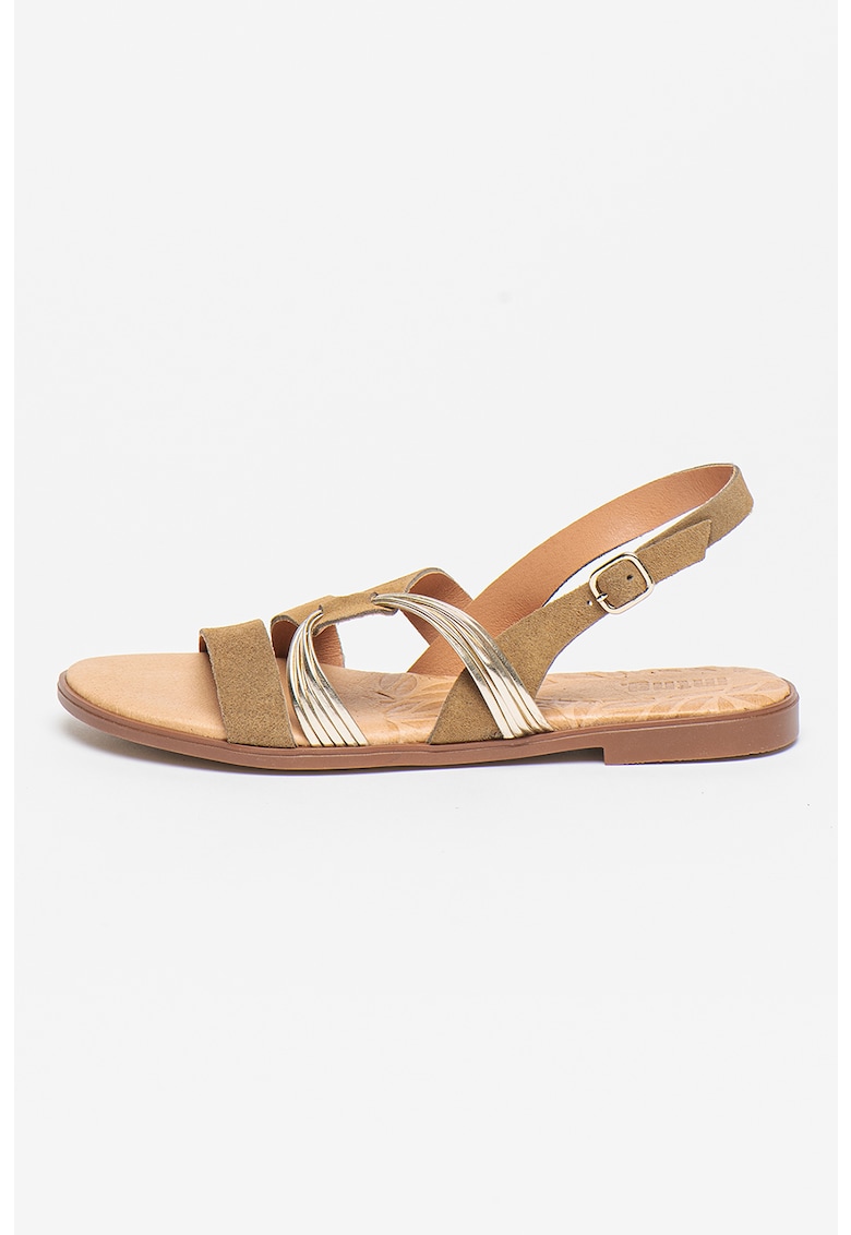 Sandale slingback de piele si piele intoarsa 1 Sandale slingback de piele si piele intoarsa