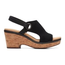 Sandale slingback demi-wedge de piele intoarsa Giselle-Sea