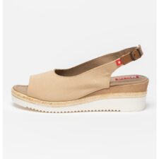 Sandale slingback din denim cu talpa wedge