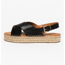 Sandale slingback flatform tip espadrile de piele Crossed