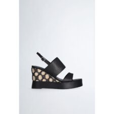 Sandale slingback wedge de piele