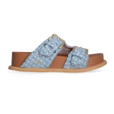 Sandale slip-on din material textil cu model logo