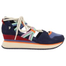 Sandale sport wedge cu insertii din piele intoarsa