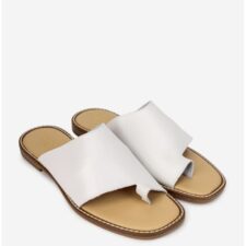 Sandale stil papuc dama din piele naturala alba