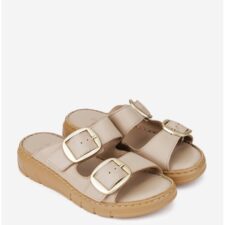 Sandale stil papuc dama din piele naturala bej