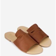 Sandale stil papuc dama maro din piele naturala