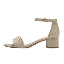 Sandale stralucitoare cu toc masiv