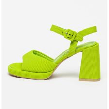 Sandale textile cu toc masiv