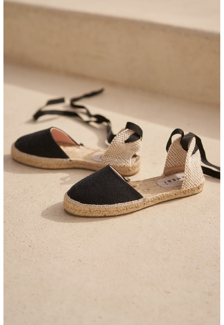 Sandale tip espadrile cu bretele infasurabile si talpa wedge La Havana 1 Sandale tip espadrile cu bretele infasurabile si talpa wedge La Havana