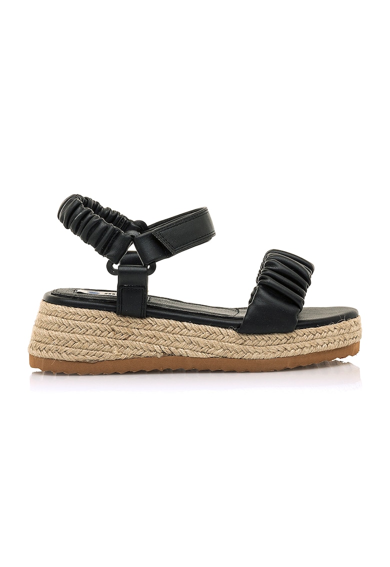 Sandale tip espadrile de piele ecologica cu talpa wedge 1 Sandale tip espadrile de piele ecologica cu talpa wedge